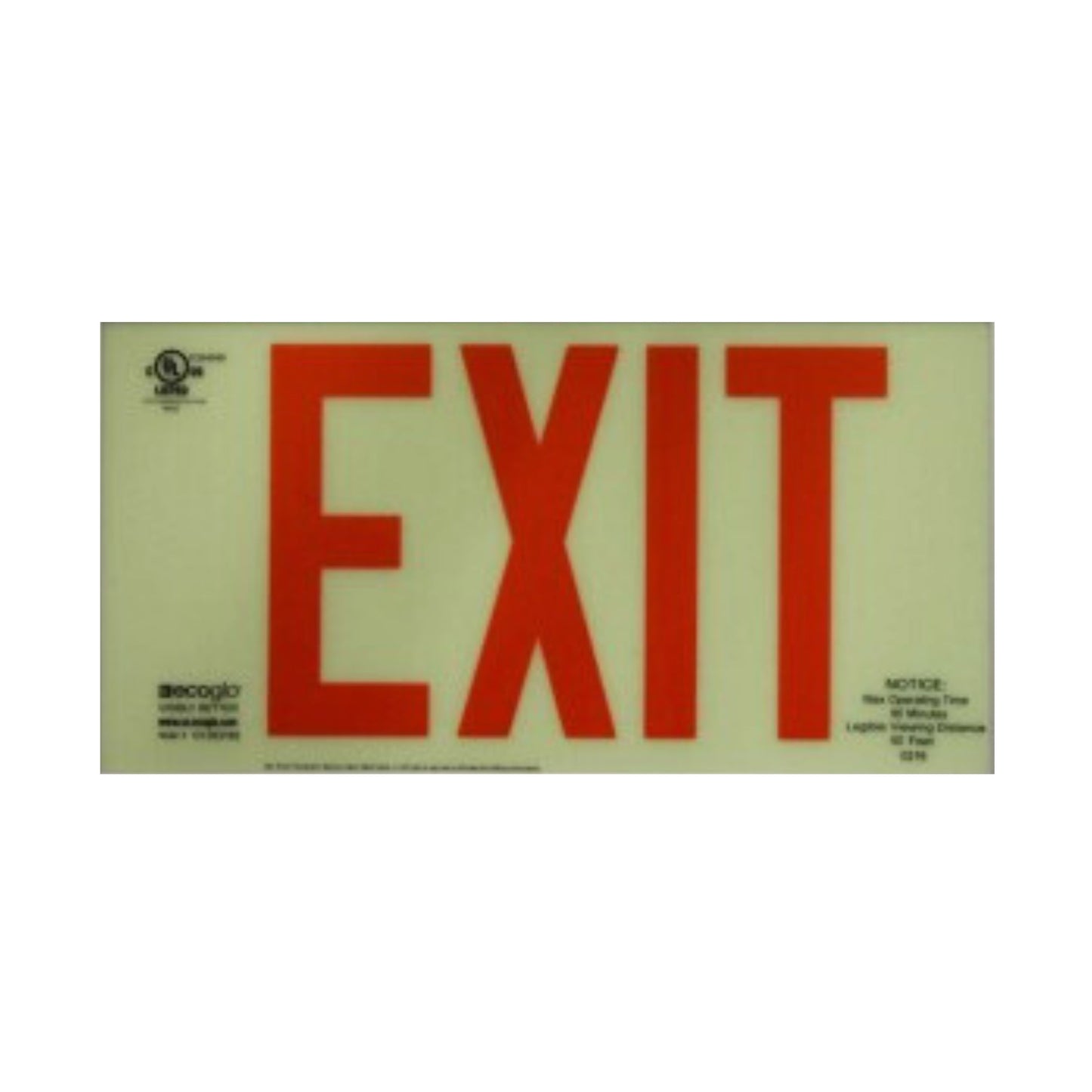 Ecoglo® EX Standard Luminescent Exit Signs - 75 Foot Rated Visibility with Red Letters