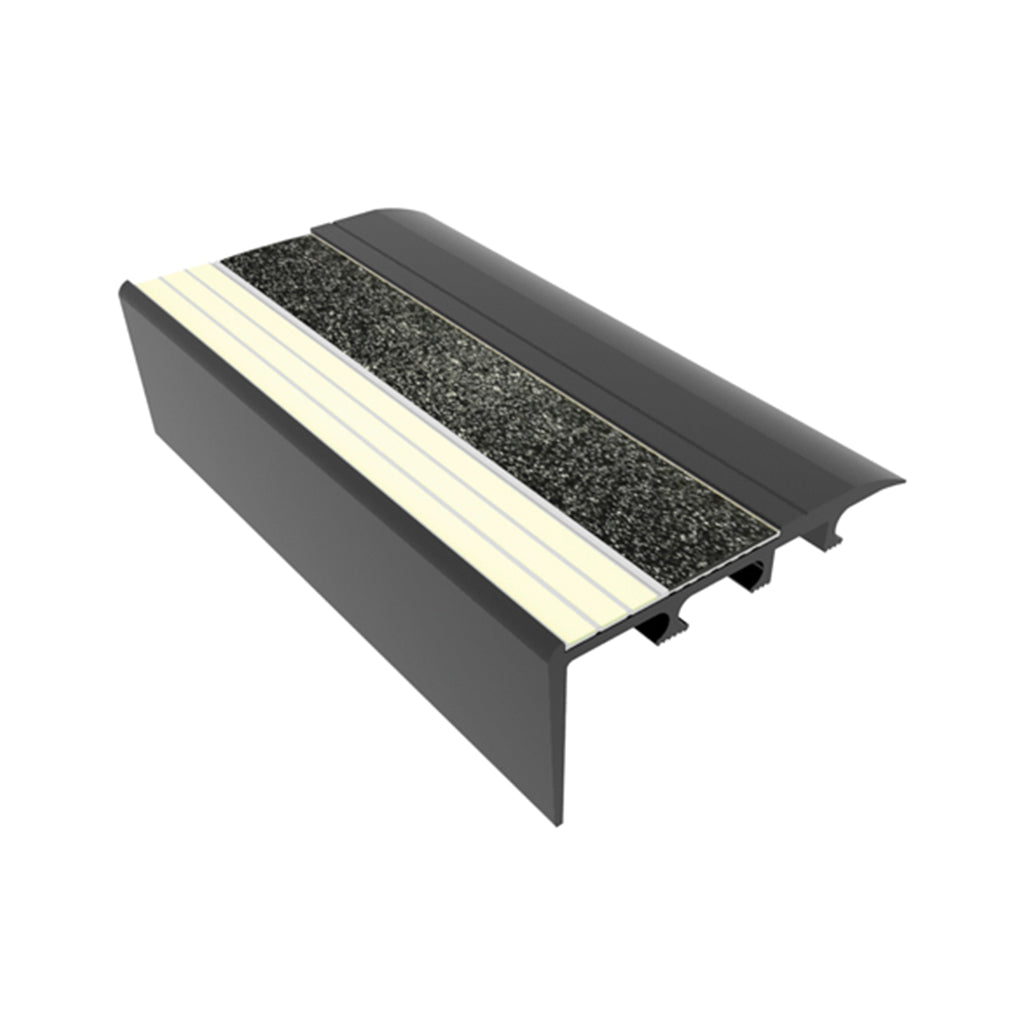 Ecoglo® C4271 Black Anodized Photoluminescent Non-Slip Carpet Stair Nosing 2.7 Inch C4-E20