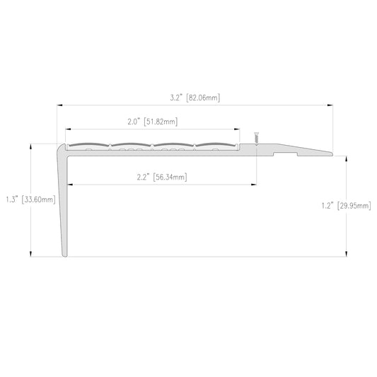 Ecoglo® F4B150 - Yellow Anodized Aluminum Flat Non-Slip Stair Nosing - 3.2" wide