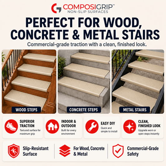 2 Pack Beige 48" Non-Slip Stair ComposiGrip™ Tread Covers - FREE Shipping