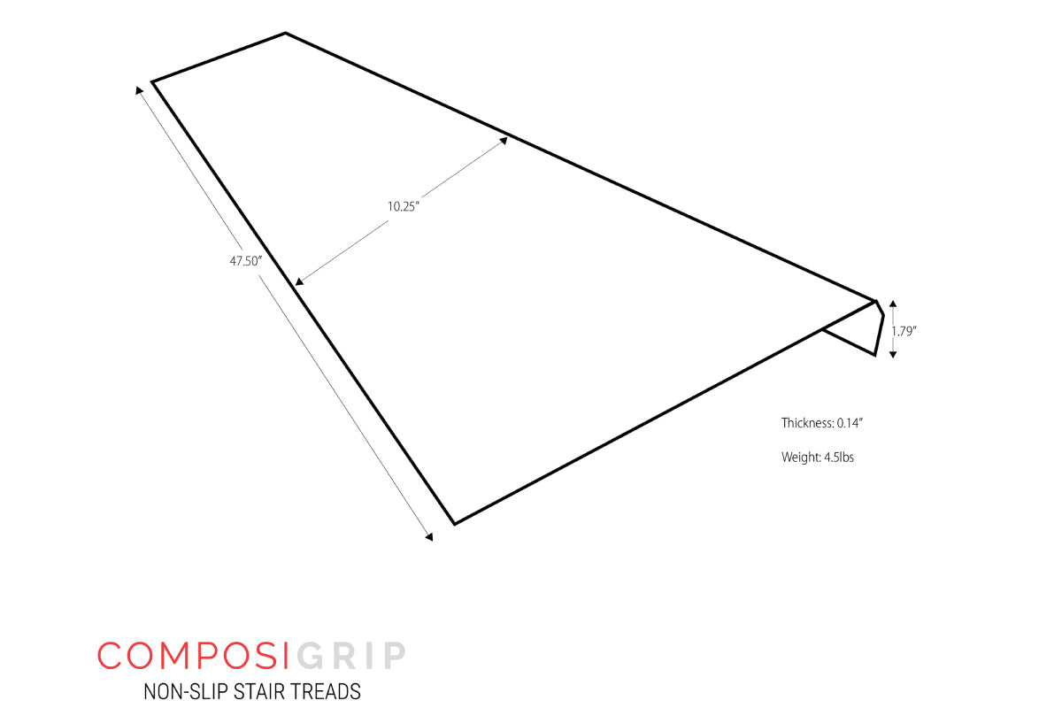 Grey ComposiGrip™ Non-Slip Stair Tread Covers - 48" Wide