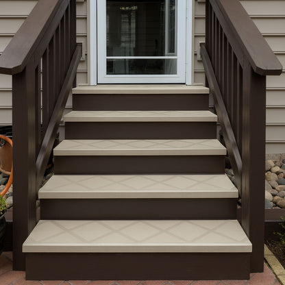 Beige ComposiGrip anti slip step-covers for wood stairs