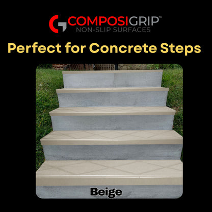 Beige ComposiGrip non slip step-covers for concrete stairs