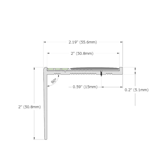 Ecoglo® RF7B161 Gray Photoluminescent Resilient Flooring Stair Nosing | RF7B-E30