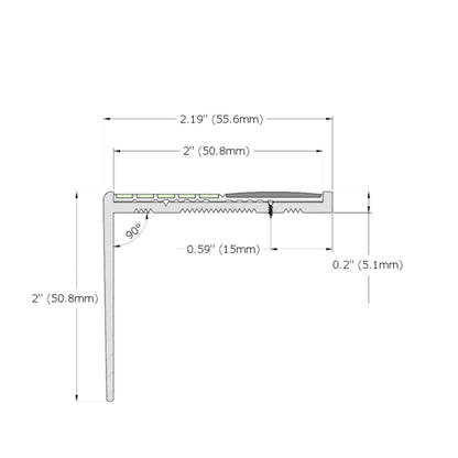 Ecoglo® RFA7B171 Black Photoluminescent Resilient Flooring Stair Nosing | RF7B-E40