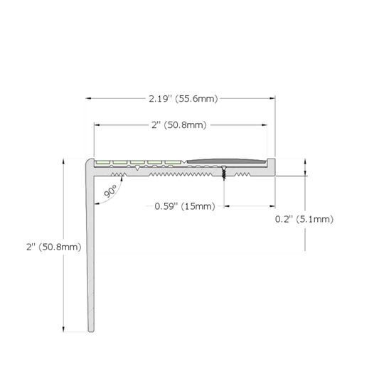 Ecoglo® RFA7B171 Black Photoluminescent Resilient Flooring Stair Nosing | RF7B-E40