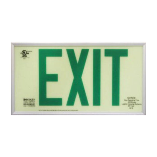 EX Standard Luminescent Exit Signs - 50 Foot Rated Visibility with Green Letters