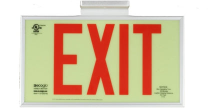 Ecoglo® EX Standard Luminescent Exit Signs - 50 Foot Rated Visibility with Red Letters