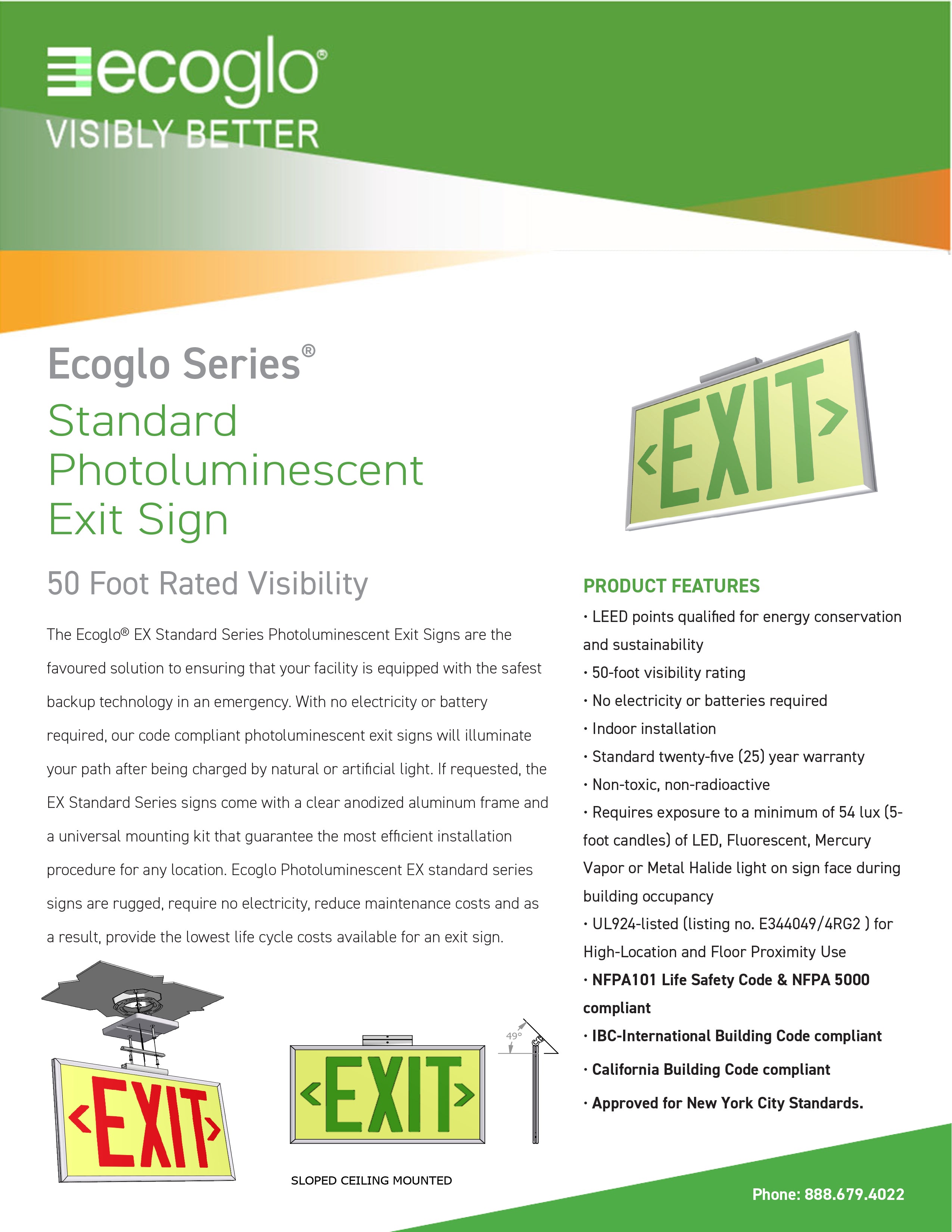 EX50 Standard Exit Sign Data Sheet _50 Feet