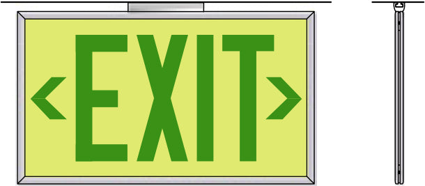 Ecoglo® EX Standard Luminescent Exit Signs - 75 Foot Rated Visibility with Green Letters