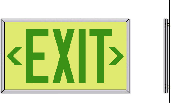 Ecoglo® EX Standard Luminescent Exit Signs - 75 Foot Rated Visibility with Green Letters