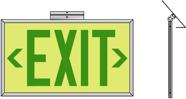Ecoglo® EX Standard Luminescent Exit Signs - 75 Foot Rated Visibility with Green Letters