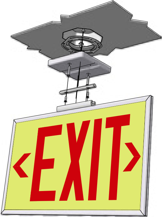 Ecoglo® EX Standard Luminescent Exit Signs - 50 Foot Rated Visibility with Red Letters