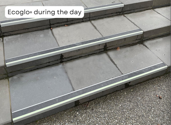 Ecoglo photoluminescent resilient flooring stair nosing