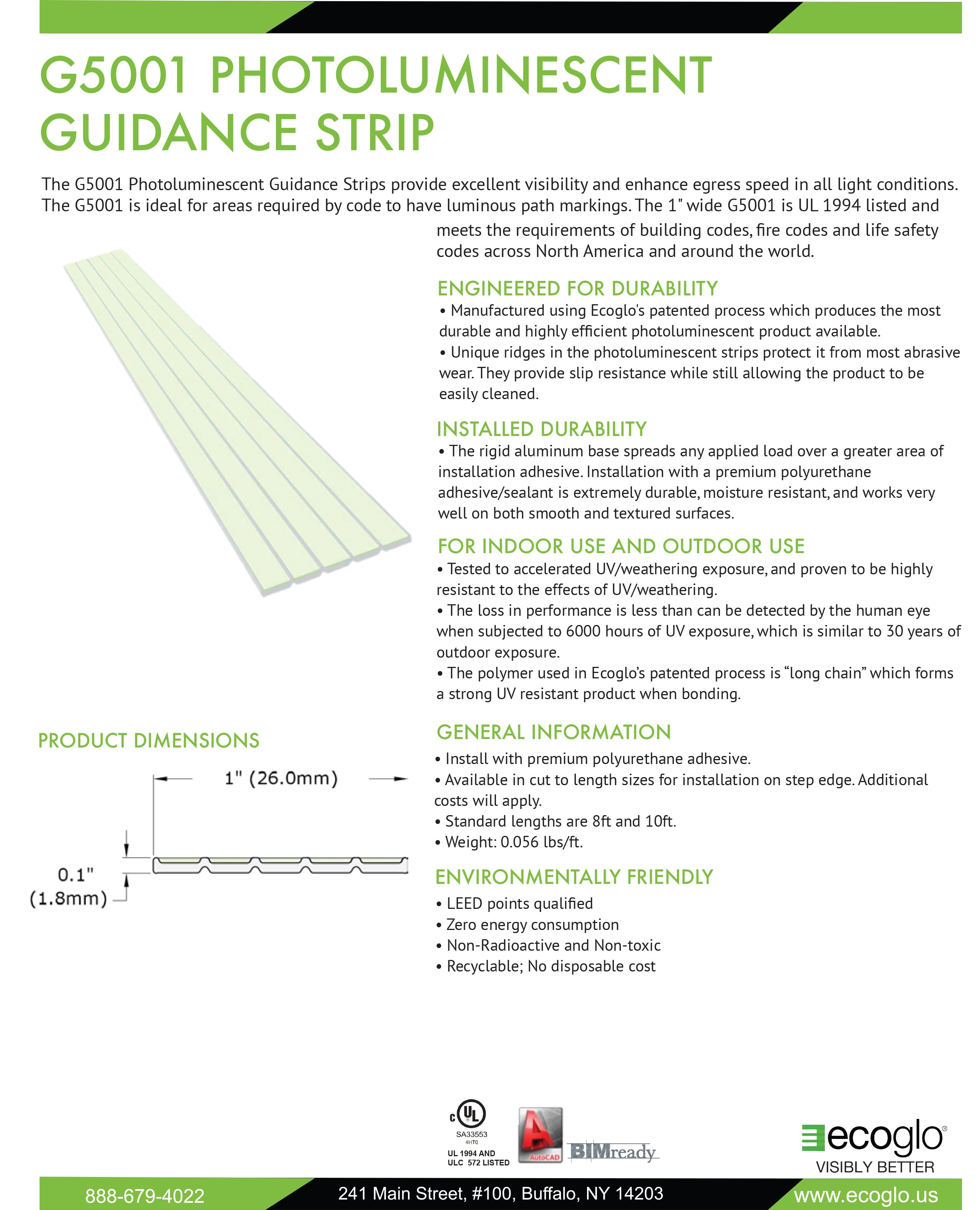Ecoglo G5001 Photoluminiscent Guidance Strip