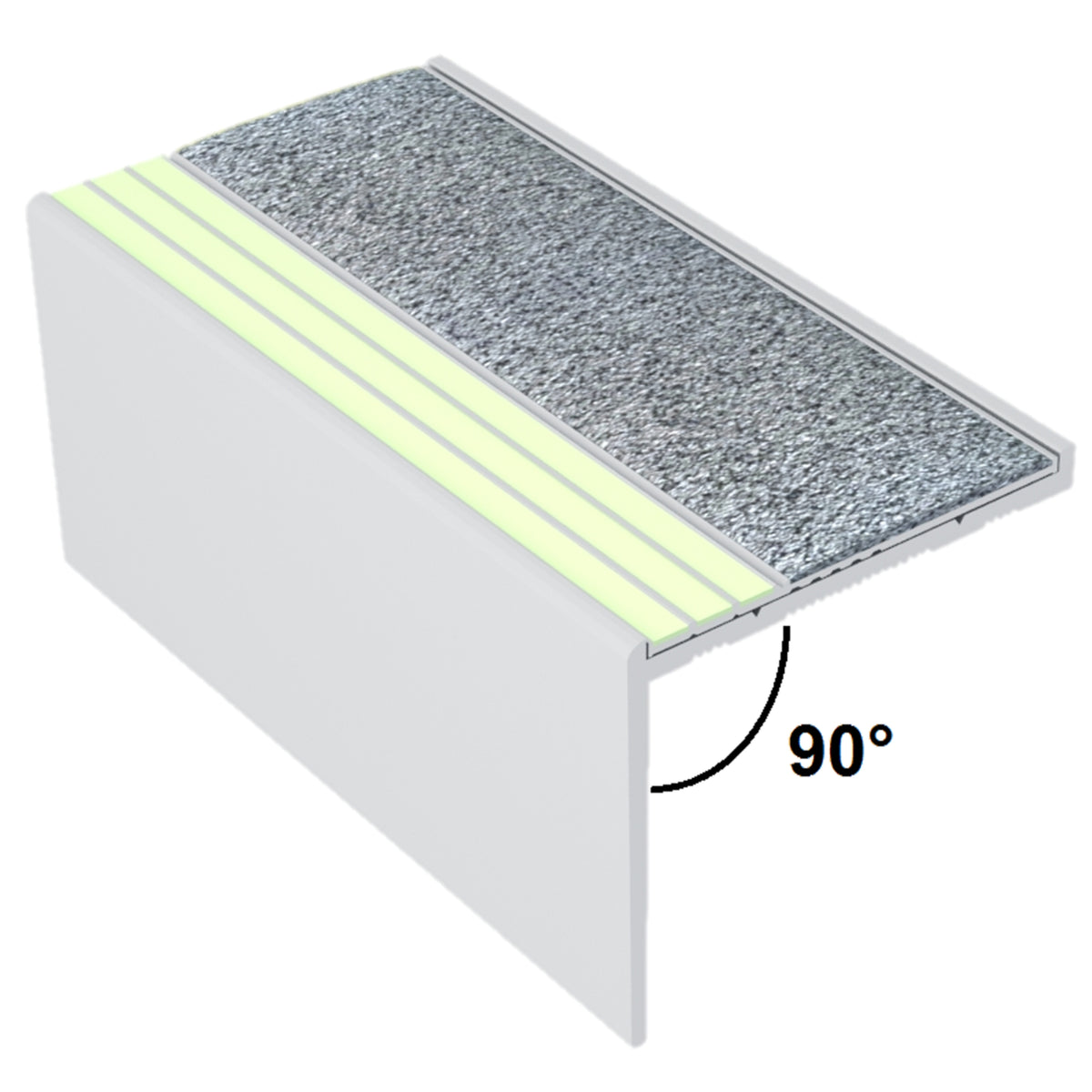 Ecoglo® RF7B161 Gray Photoluminescent Resilient Flooring Stair Nosing | RF7B-E30