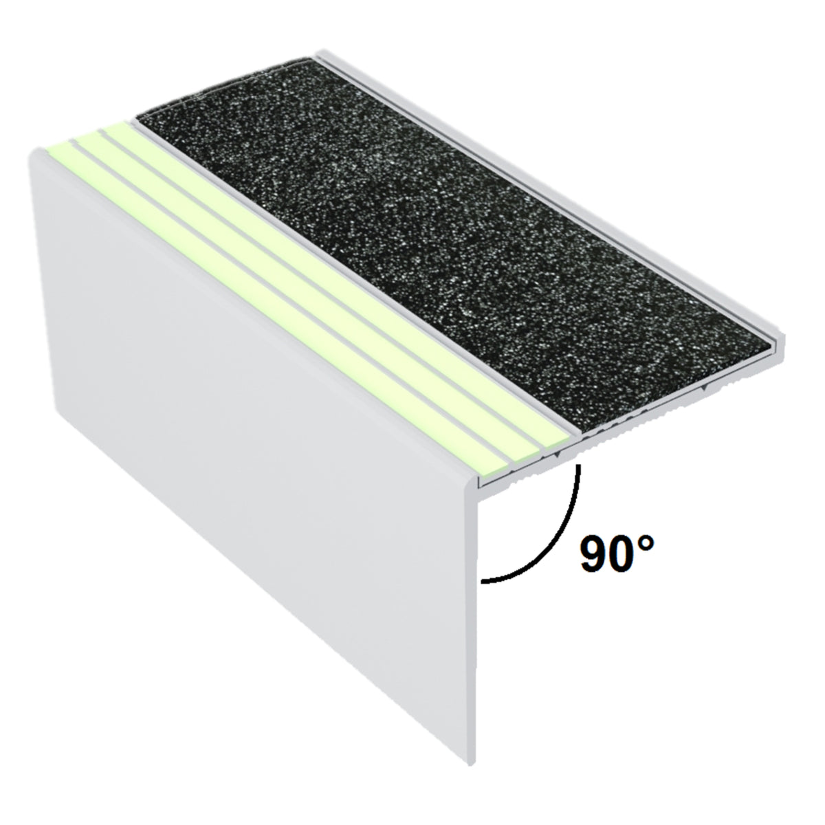 Ecoglo® RF7B171 Black Photoluminescent Resilient Flooring Stair Nosing | RF7B-E30