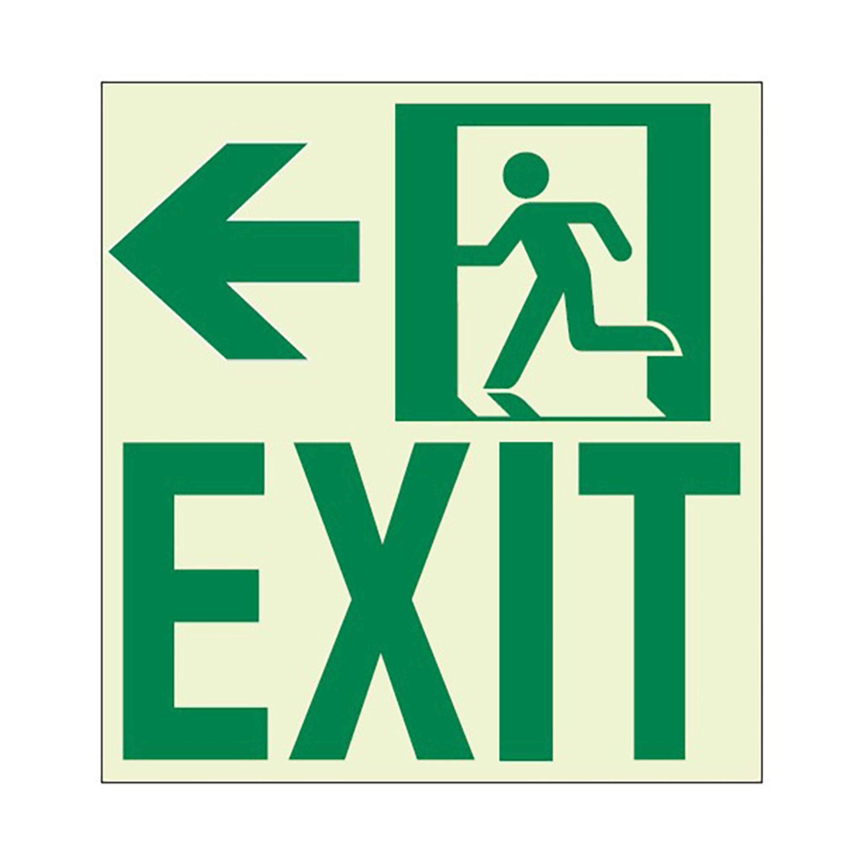 EXIT Running Man with LEFT Arrow Wall Mounted Sign | Ecoglo® EXIT ...