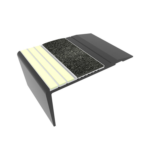 Ecoglo® F4271 Photoluminescent 2.7 Inch Black Anodized Flat Stair Nosing | Black Insert