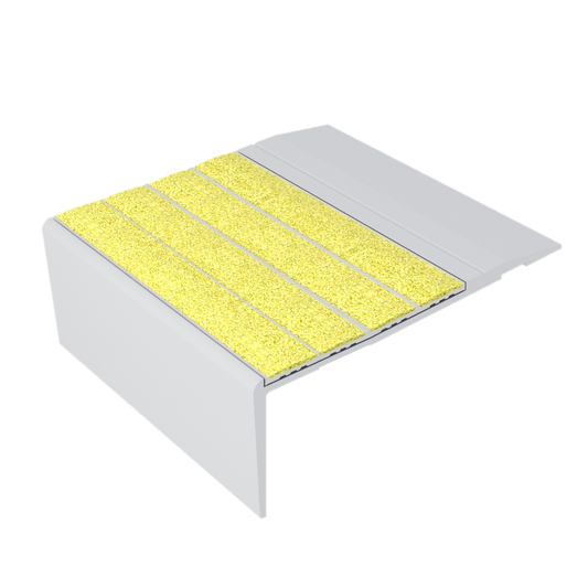 Ecoglo® F4B150 - Yellow Anodized Aluminum Flat Non-Slip Stair Nosing - 3.2" wide