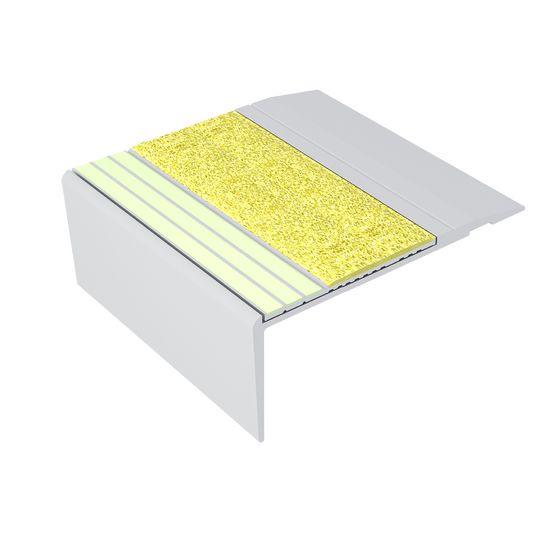 Ecoglo® F4B151, 3.2" Wide Photoluminescent Flat Stair Nosing | Yellow Insert