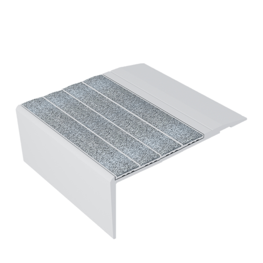 Ecoglo® F4B160 - Grey Anodized Aluminum Flat Non-Slip Stair Nosing - 3.2" wide