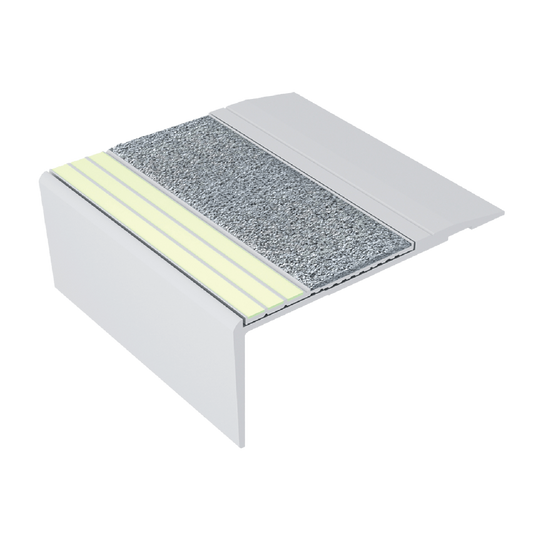 Ecoglo® F4B161, 3.2" Wide Photoluminescent Flat Stair Nosing | Grey Insert
