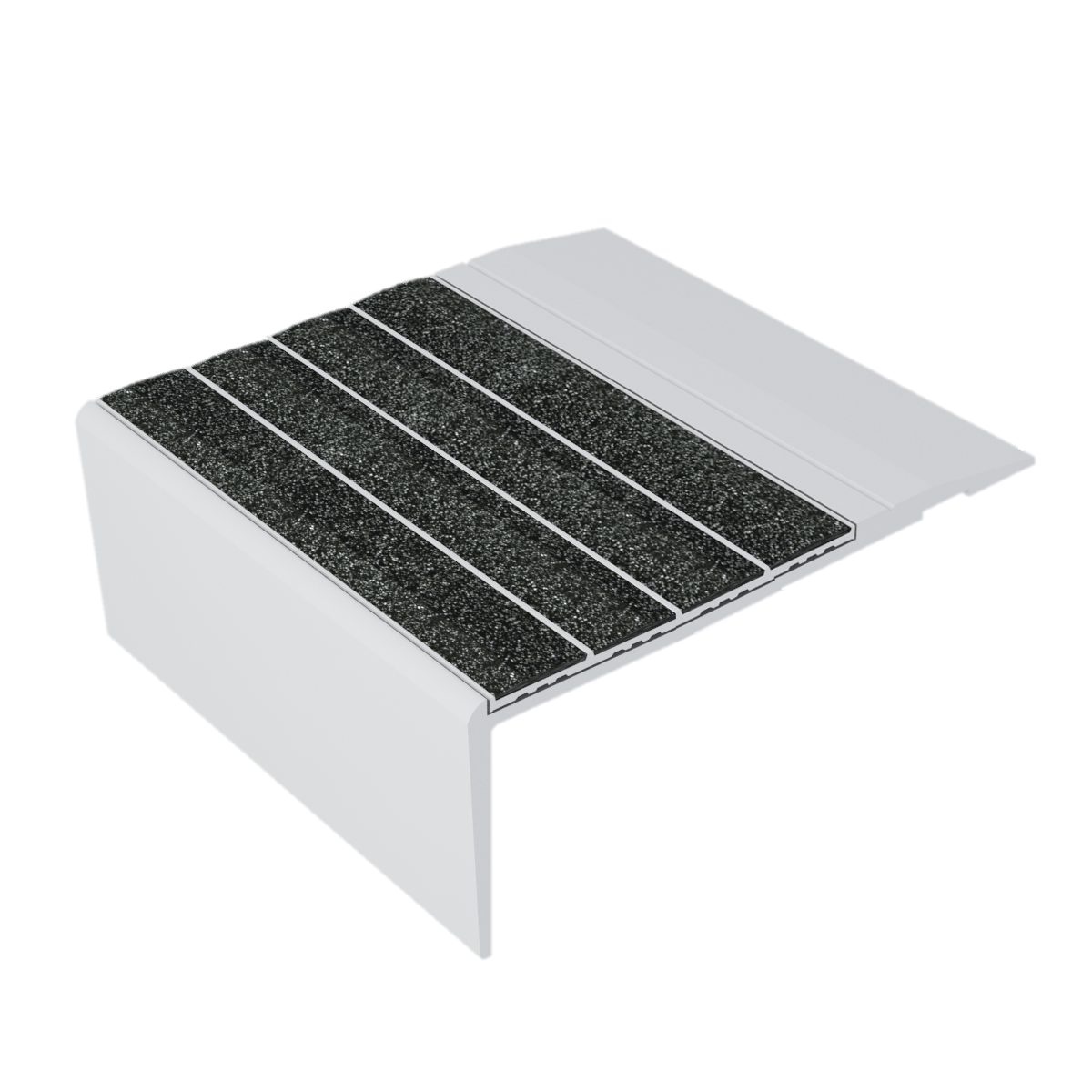 Ecoglo® F4B-N30, 3.2 in Aluminized Aluminum Flat Non-Slip Stair Nosing for Egress Safety