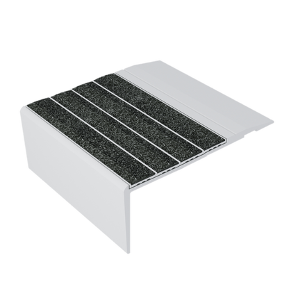 Ecoglo® F4B-N30, 3.2 in Aluminized Aluminum Flat Non-Slip Stair Nosing for Egress Safety