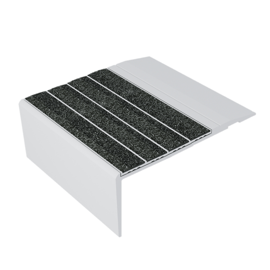 Ecoglo® F4B170 - Anodized Aluminum Flat Non-Slip Stair Nosing with Black Insert - 3.2" wide