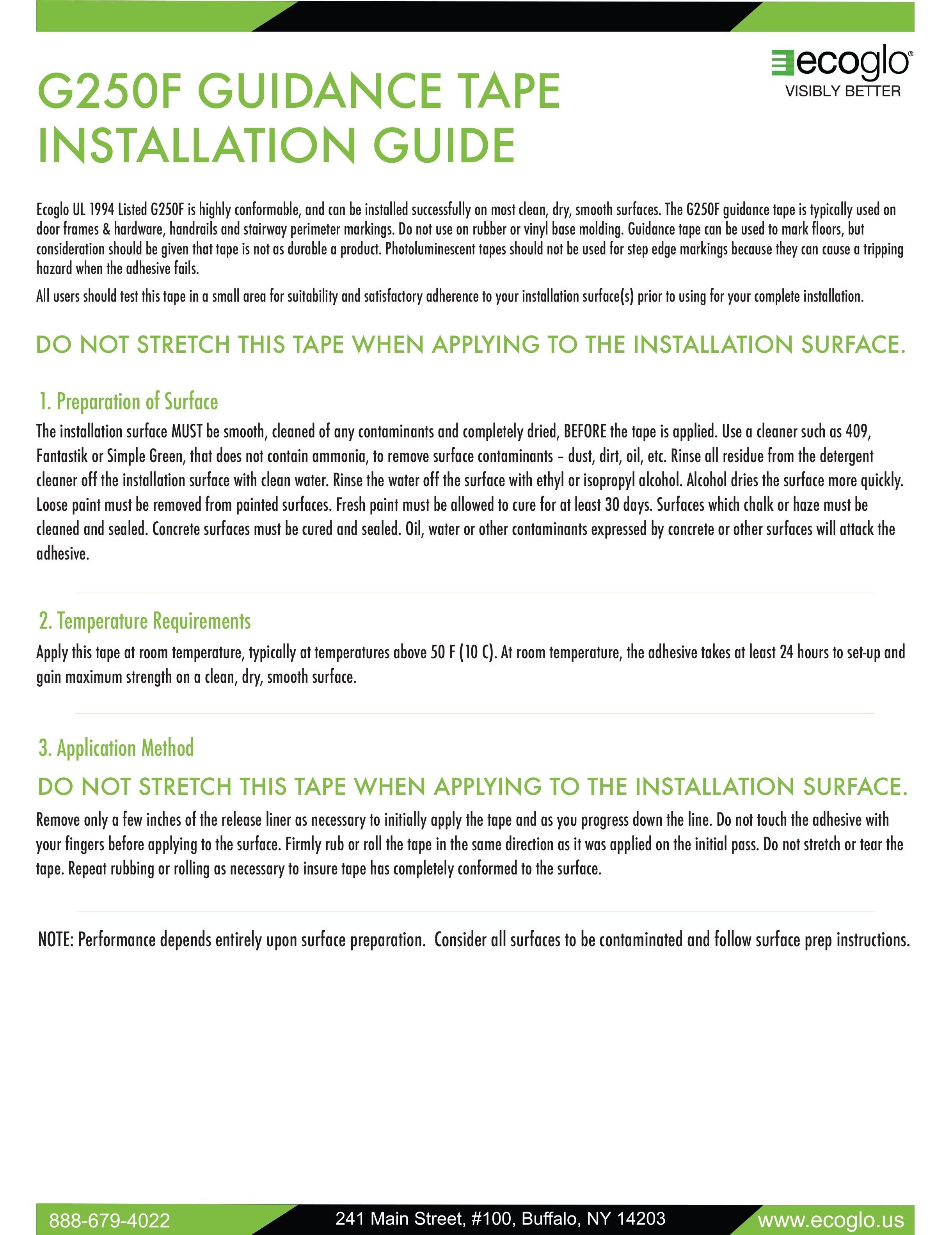 G250F GUIDANCE TAPE
INSTALLATION GUIDE