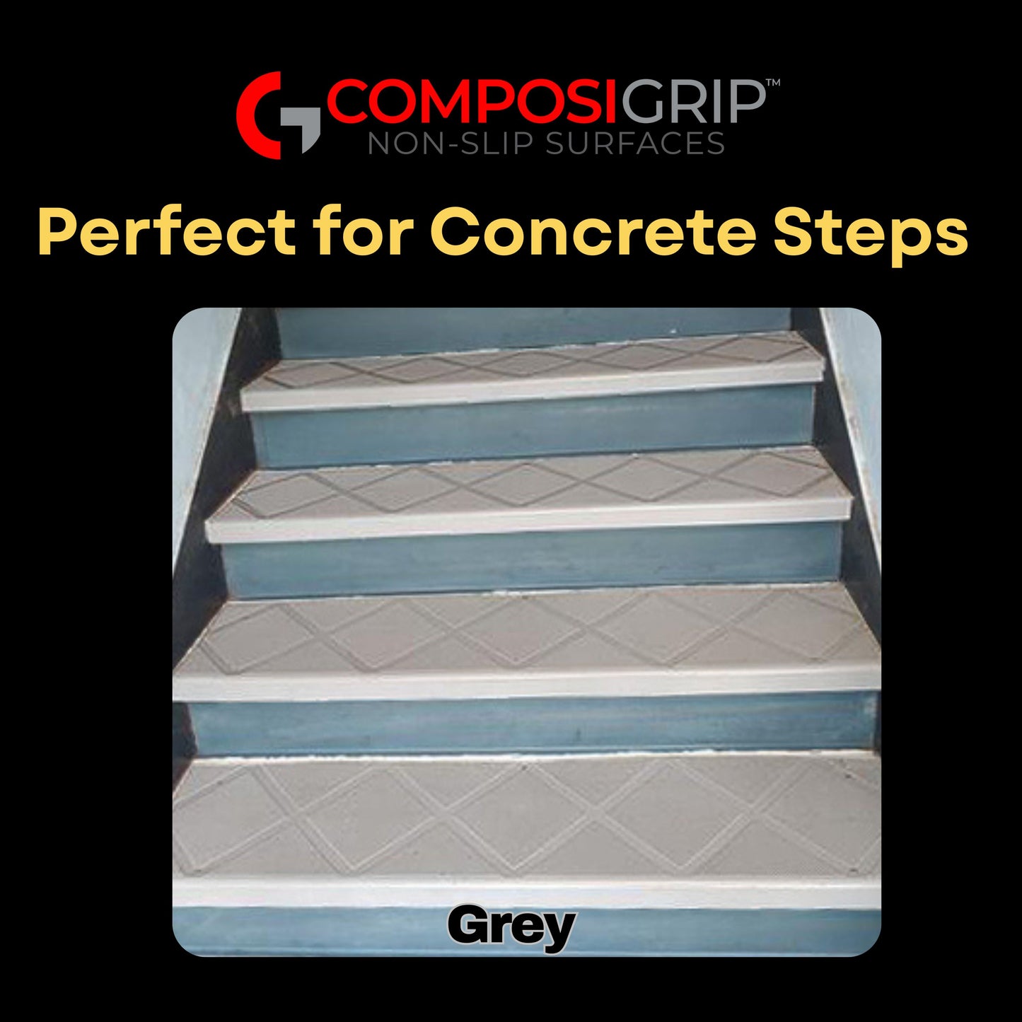 Grey ComposiGrip™ Non-Slip Stair Tread Covers - 48" Wide