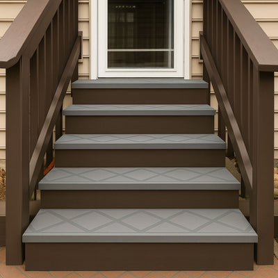 Grey anti slip step covers for wooden stairs