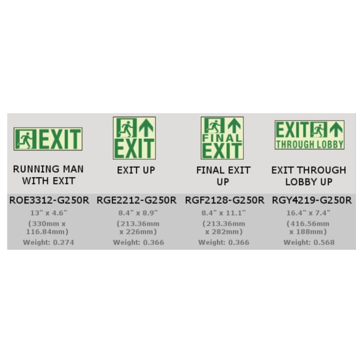 Door Mounted Pathmarking Sign. Running Man with Exit. 3M Double Sided Tape