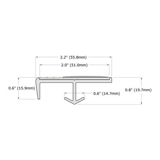 Ecoglo® S2170 Black Cast-in-Place Non-Slip Stair Nosing for Concrete Stairs, 2.2" Wide | S2-N30