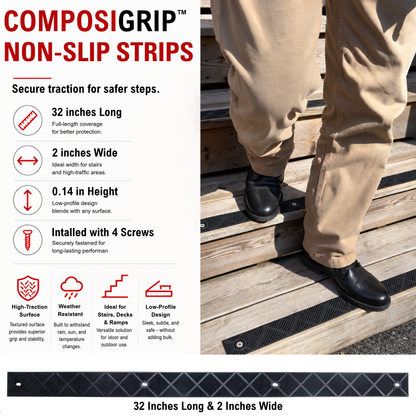 anti-slip black stair strips 32 inches long
