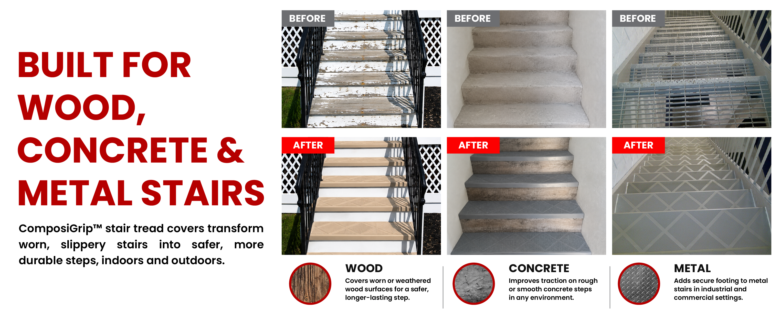 Install on wood, concrete & metal