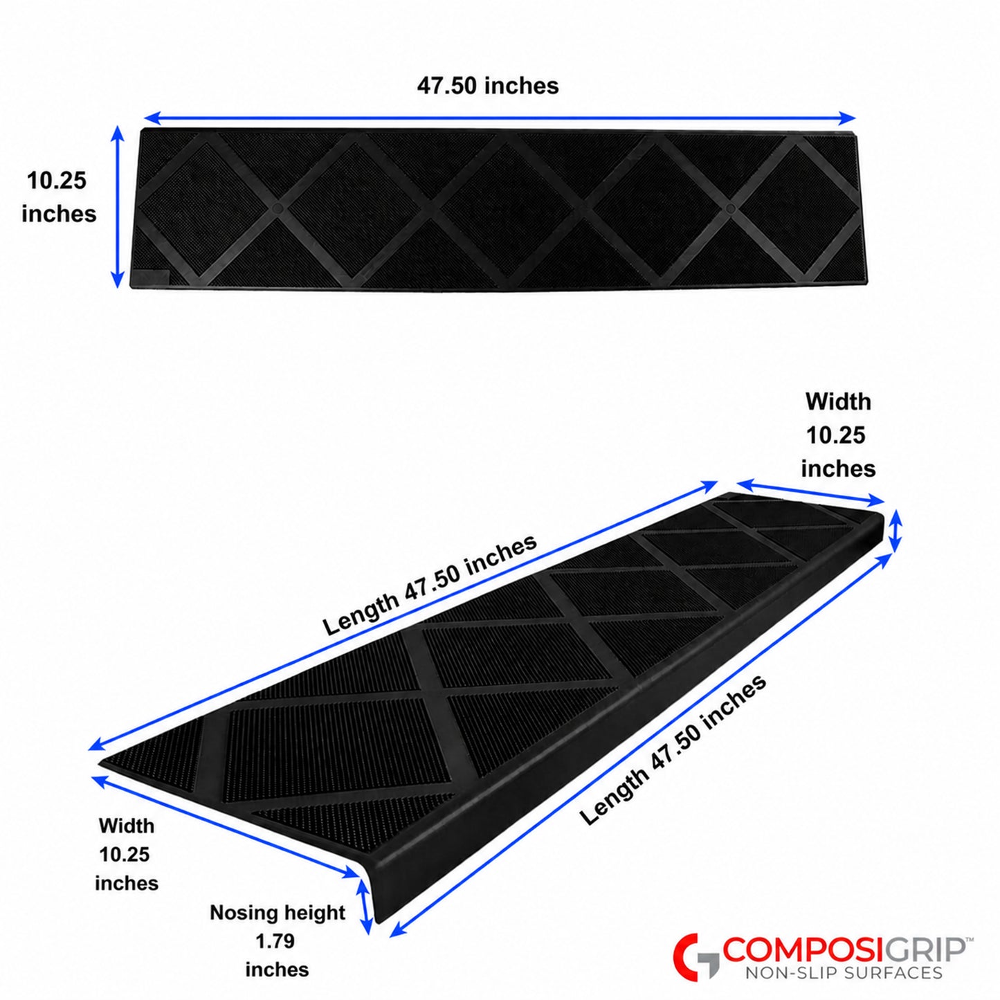 dimension non-slip black stair tread covers