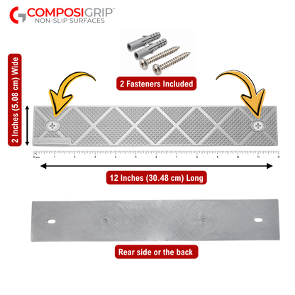 ComposiGrip™ Gray Non-Slip Stair Strips | 2-Inch Wide Anti-Slip Safety Strips