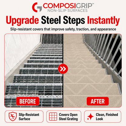 2 Pack Beige 48" Non-Slip Stair ComposiGrip™ Tread Covers - FREE Shipping