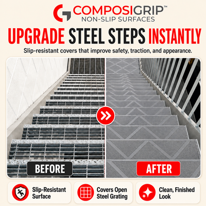 2 Pack Gray 48" Non-Slip Stair ComposiGrip™ Tread Covers - FREE Shipping