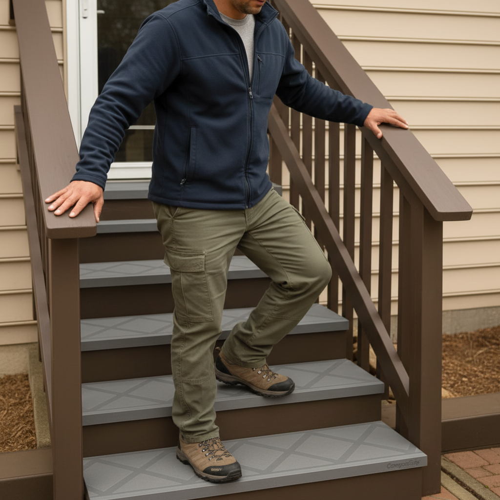 slip resistant stair treads grey